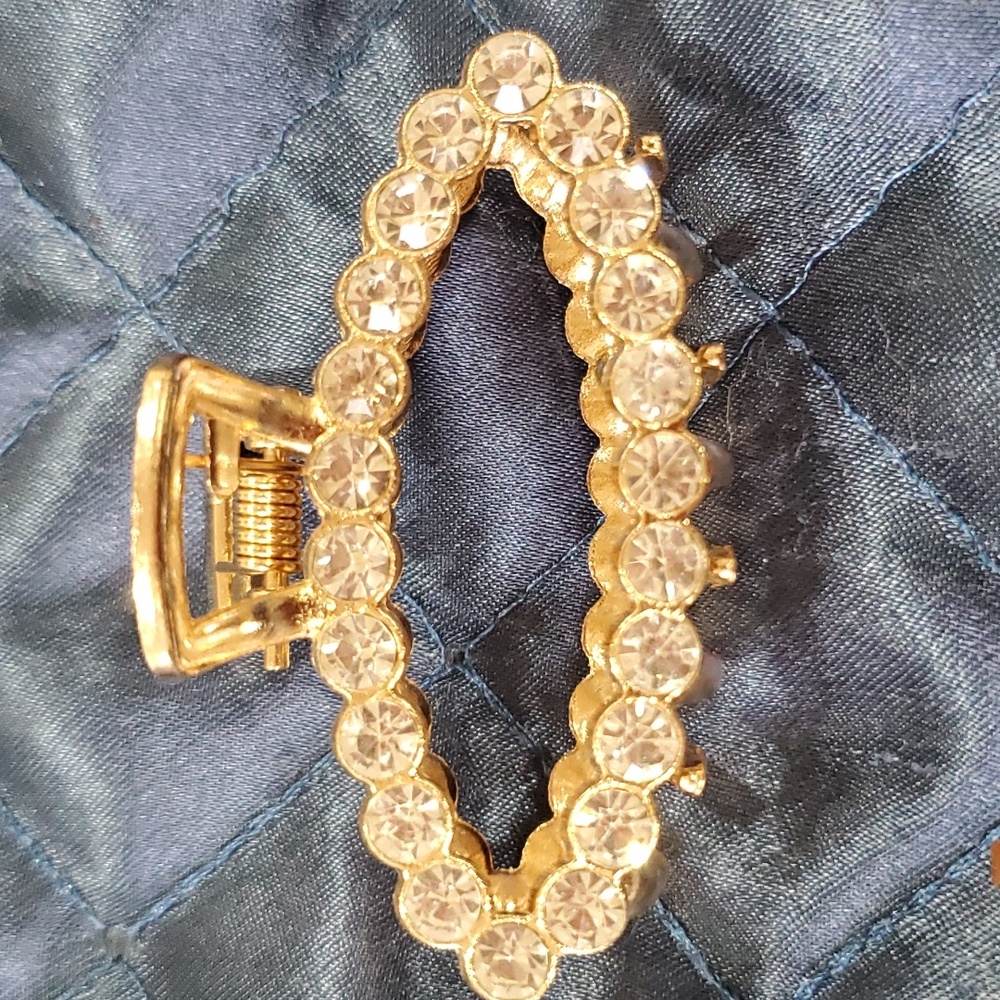 Long Dome Beaded Textured Shiny Hair Clip in